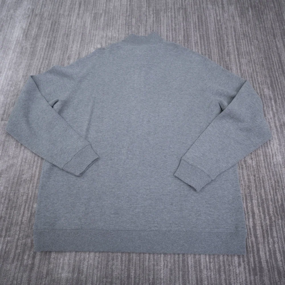 Lands End Mens XXL Gray 100% Cotton Quarter Zip Sweater Elbow Patches 50-52
